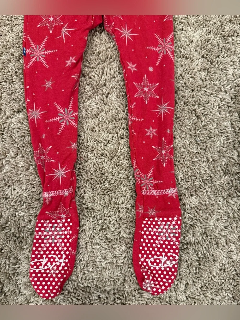 Kickee Pants Red Snowflake Print Footed Bamboo Sleeper Pajamas 18–24 Months